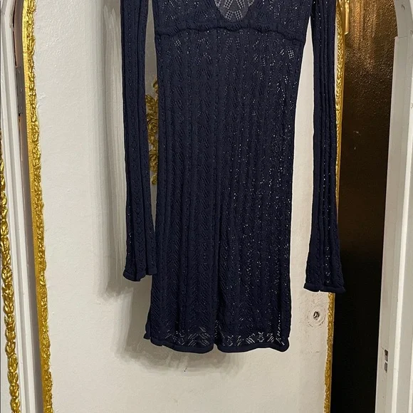 Tommy Bahama navy blue open crochet knit front tie swim cover up Dress Size XS - Picture 7 of 7